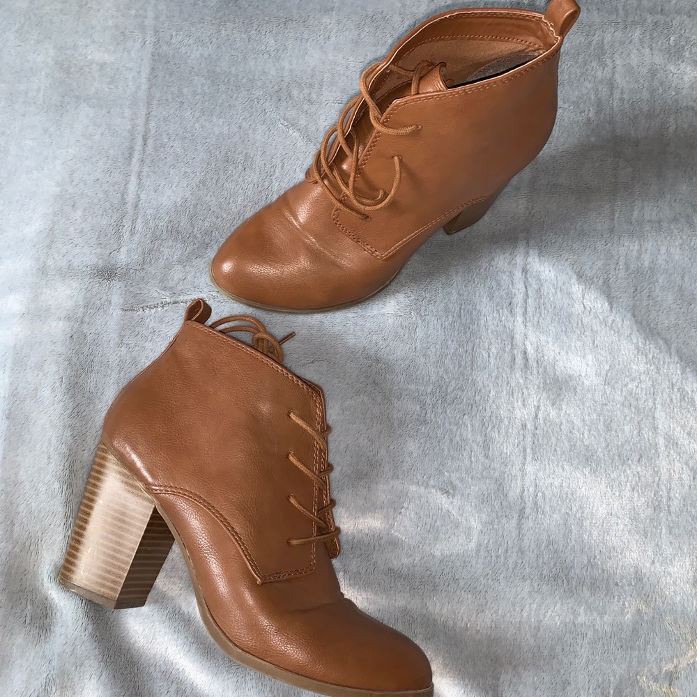 Brown Lace Up Booties